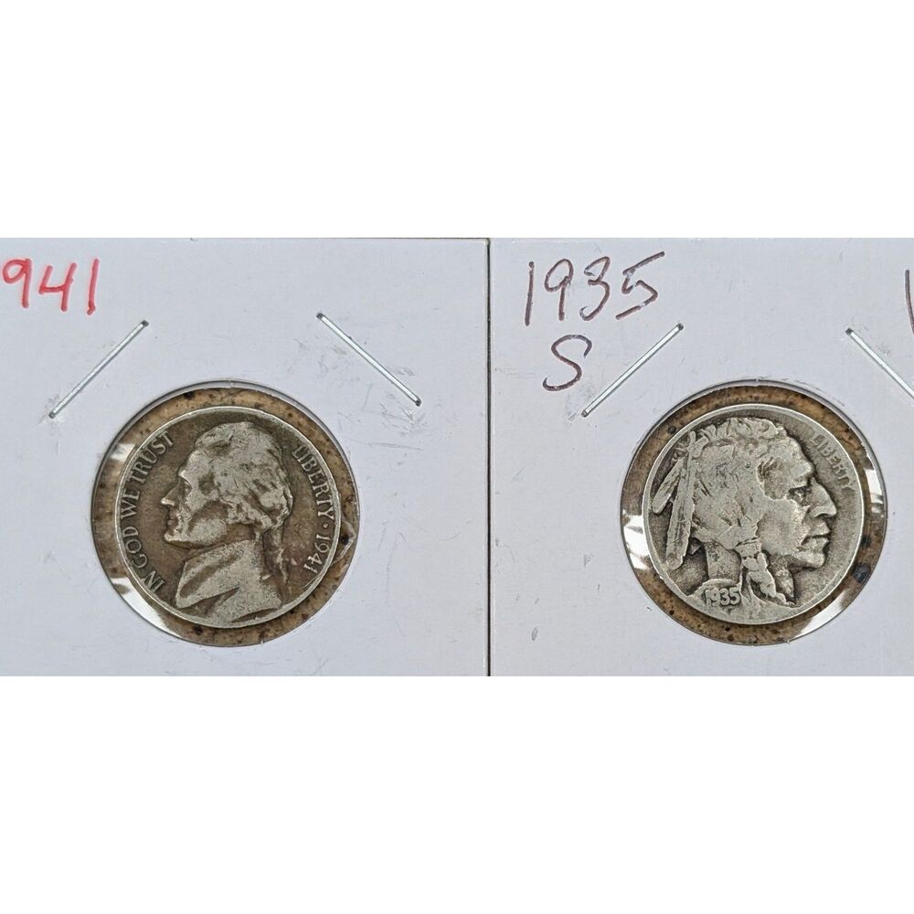 1935-S Buffalo & 1941-S Jefferson Nickel Lot – San Francisco Mint Pair